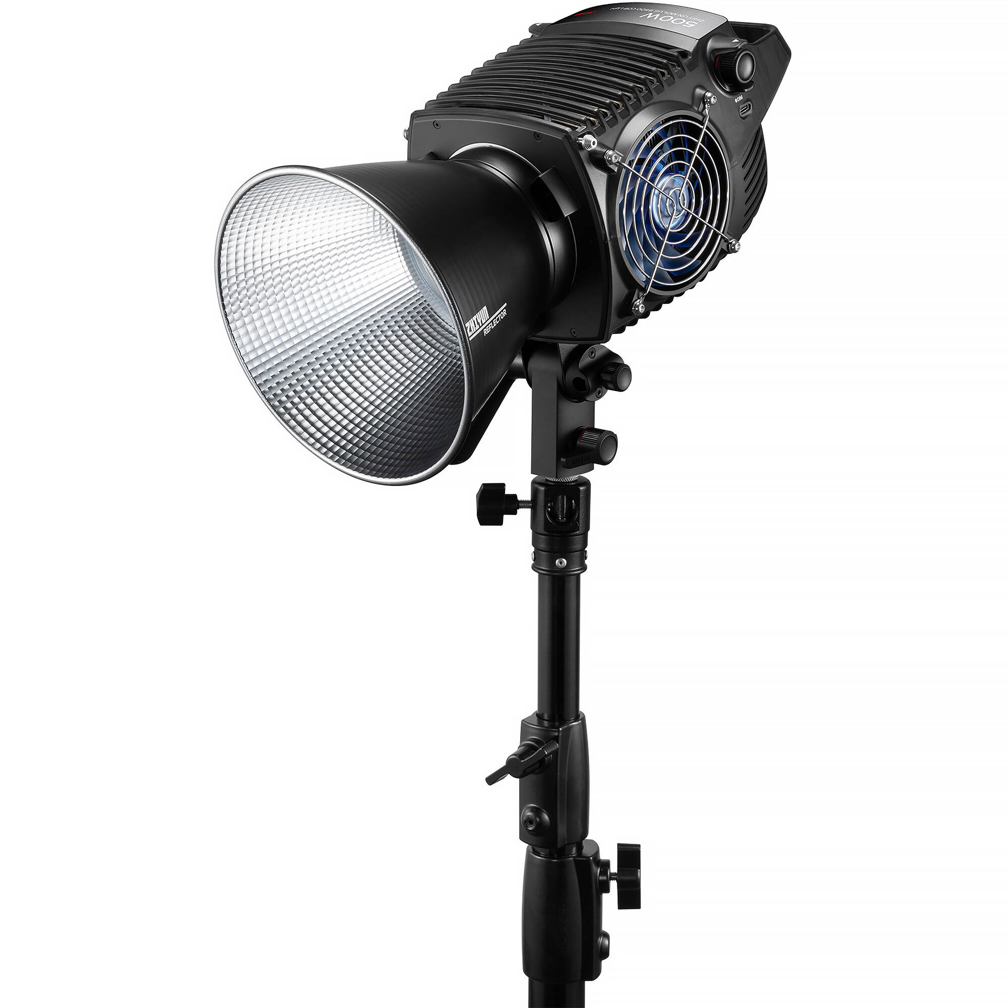 Zhiyun Molus B500 500W bi-color COB LED monolight with Bowens mount and cooling vents.