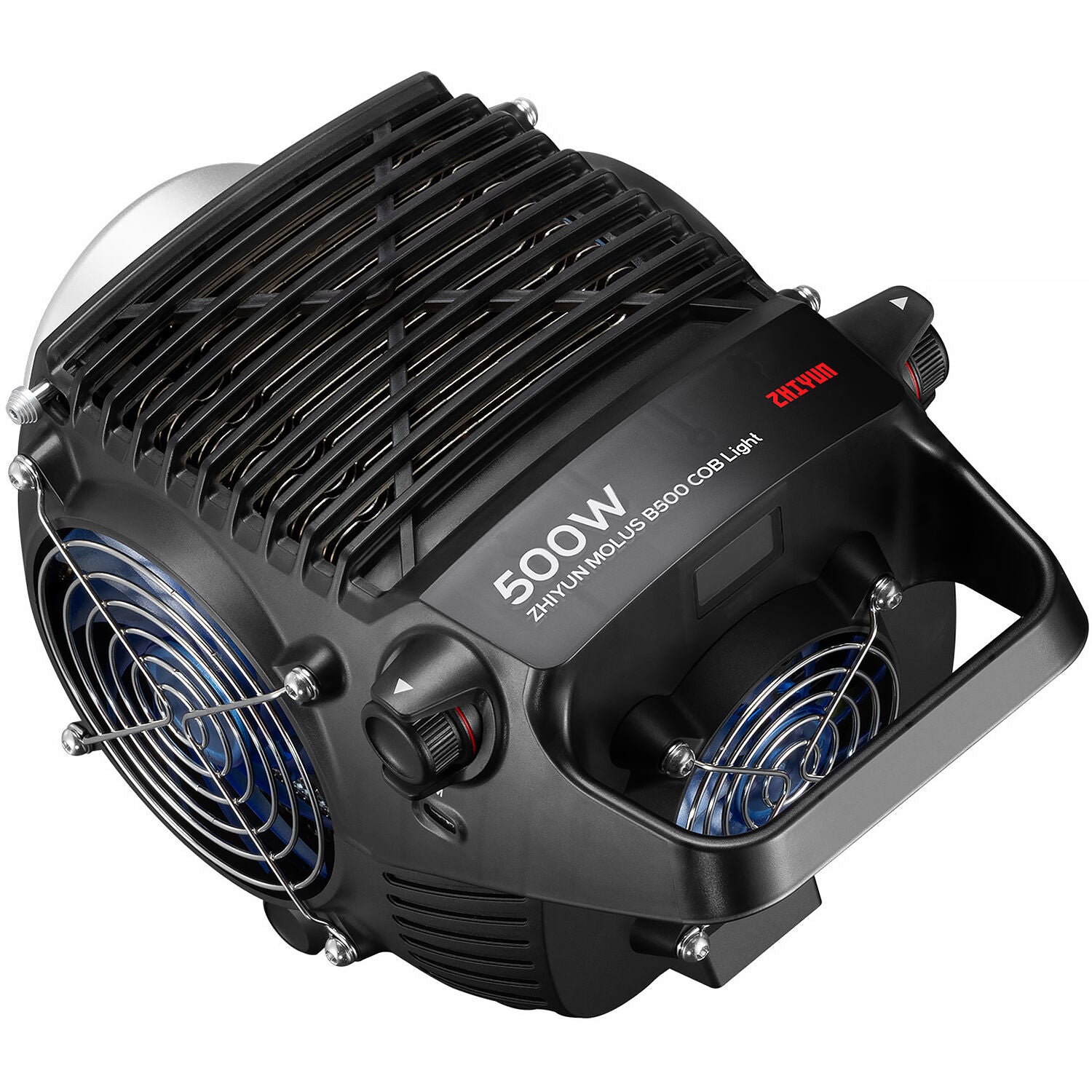 Zhiyun Molus B500 500W bi-color COB LED monolight with Bowens mount and cooling vents.