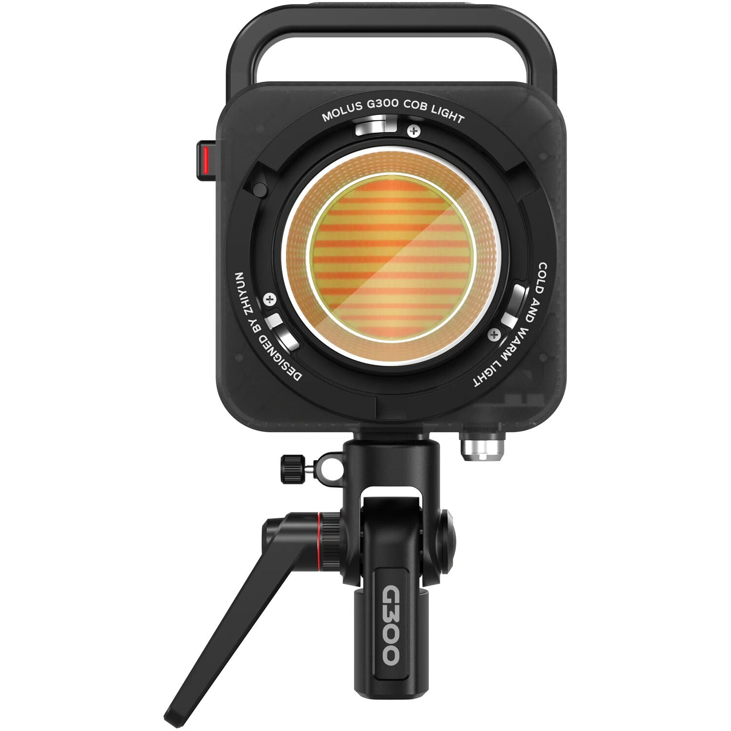 The Zhiyun Molus G300 COB Light is a powerful continuous lighting fixture for film and video production, featuring a separate light/controller design with a wide color temperature range and an advanced cooling system.