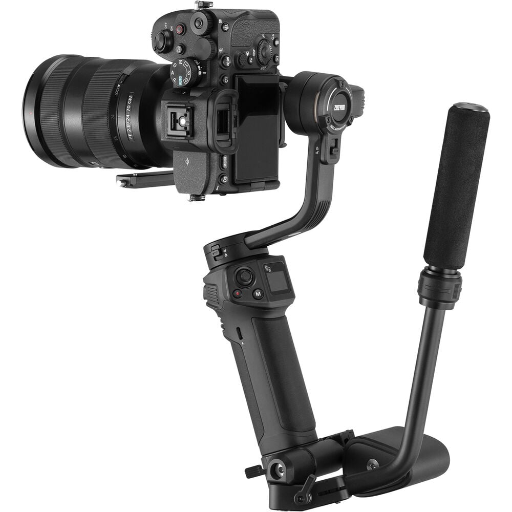 Elevate your shoots with the Zhiyun Weebill 3S Combo. It offers smooth stabilisation, versatile filming modes, and a sling grip for effortless control.