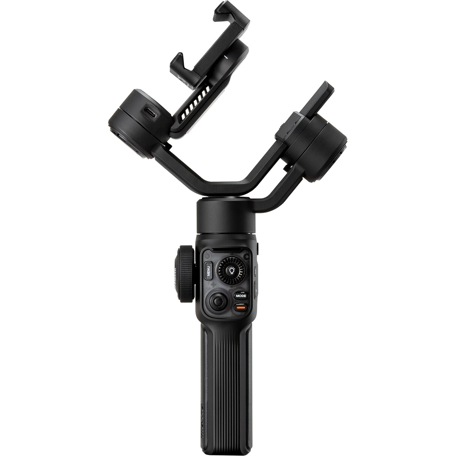 Black camera stabilizer on a white background