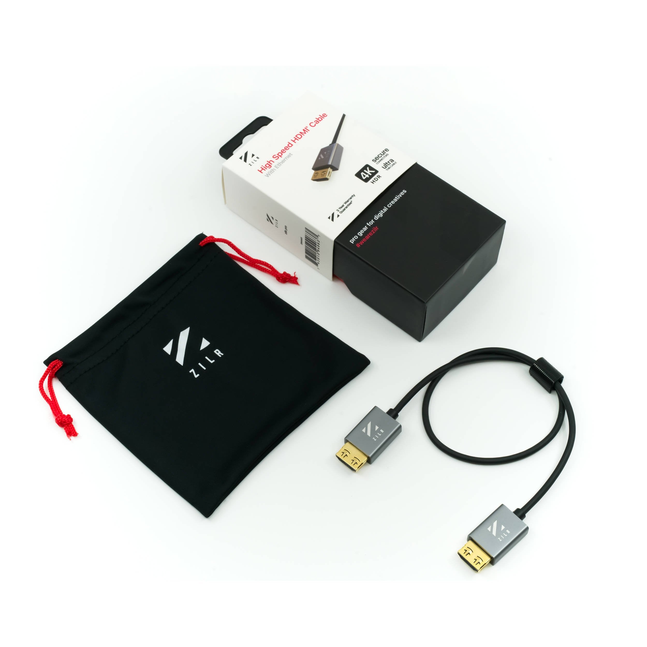 Experience Ultra HD with the ZILR HDMI to HDMI gold plated cable. With a secure Type-A connection and hyper thin cable.
