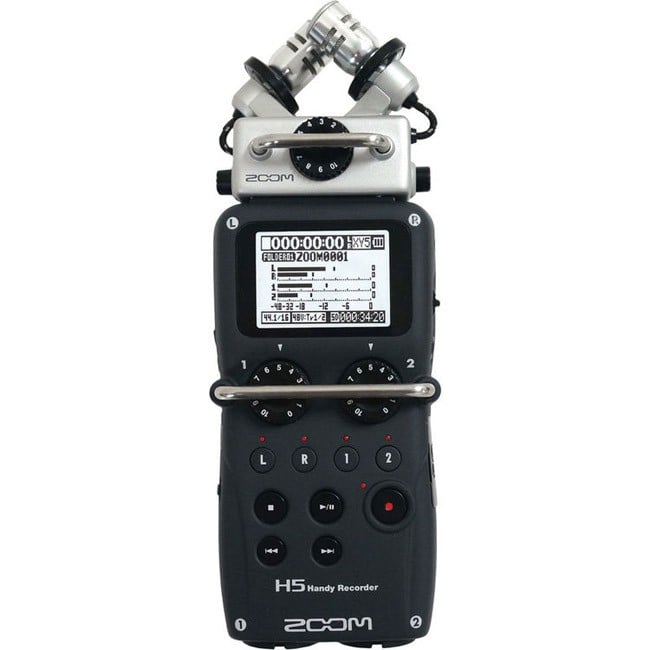 The Zoom H5 Portable Digital Audio Recorder is a versatile, portable recorder with six interchangeable mic capsules that swap out as easy as camera lenses.