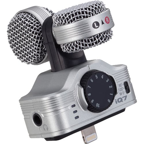 Zoom iQ7 Mid-Side Stereo Microphone for iOS with Lightning connector.